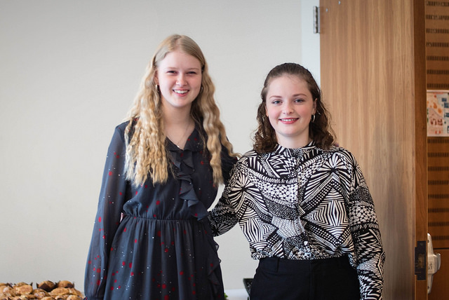 Two students during Danish Exchange Student presentations