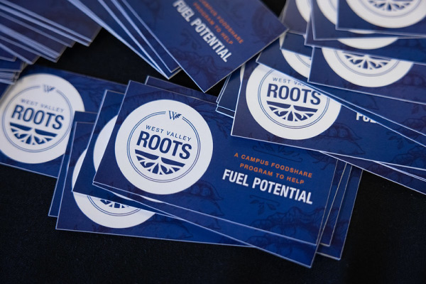 Pile of blue cards for ROOTS Program