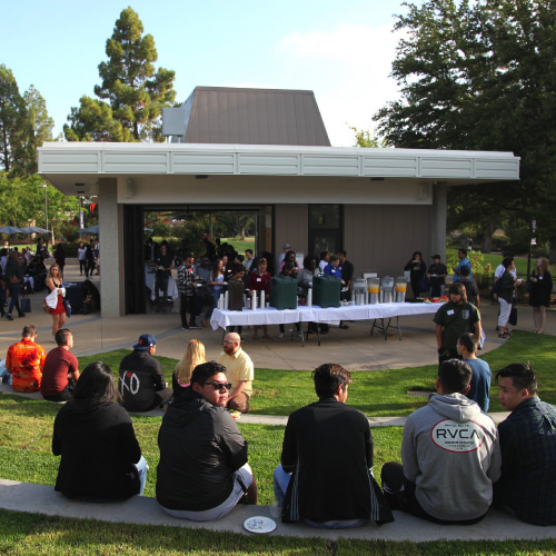 Students gathered in Viking Grove during event